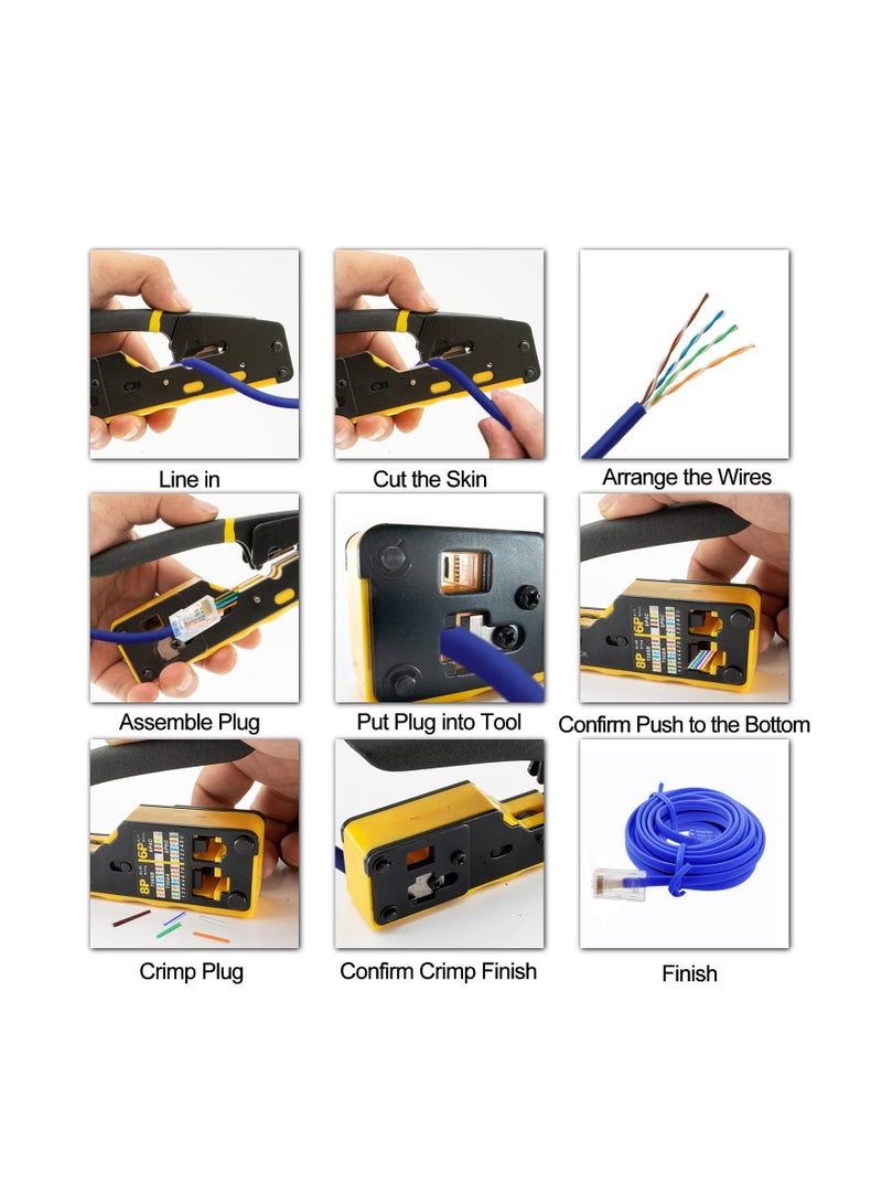 KASTWAVE أداة تجعيد/تجريد الأسلاك/قص الأسلاك من نوع ratcheting cable/VDV226-110 لموصلات RJ11/RJ12 القياسية، وموصلات RJ45 Pass-Thru - Image 4