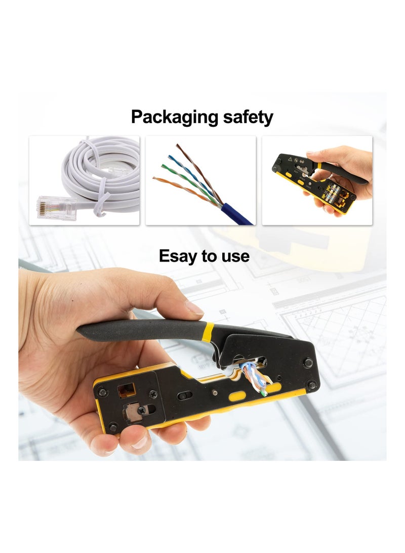 KASTWAVE أداة تجعيد/تجريد الأسلاك/قص الأسلاك من نوع ratcheting cable/VDV226-110 لموصلات RJ11/RJ12 القياسية، وموصلات RJ45 Pass-Thru - Image 3