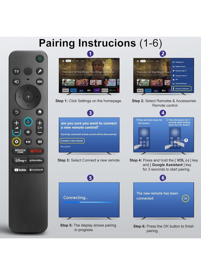 Cococ for Sony-TV-Remote-Control, Replacement for Sony Bravia TV Remote for All Smart LED OLED Series TVs with Voice Function - Image 5
