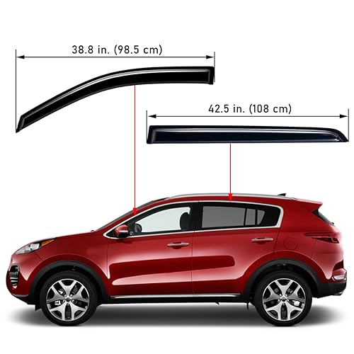 Lightronic Extra Durable Outside-Mount Auto Vent Window Visor, Fits 2017-2022 Kia Sportage, UV Protection Rain Guard, Original Window Deflector, No-Drill Easy Install, Dark Smoke, 4-Pcs - Image 2