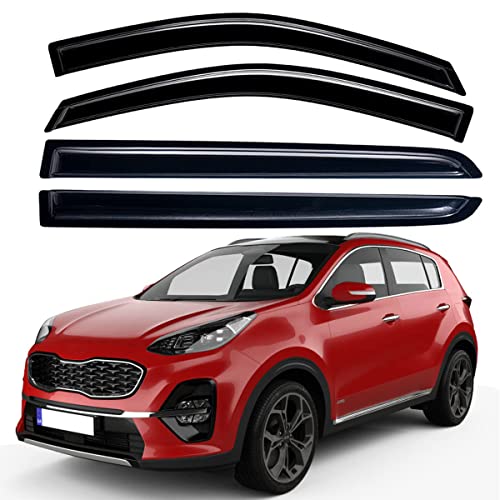 Lightronic Extra Durable Outside-Mount Auto Vent Window Visor, Fits 2017-2022 Kia Sportage, UV Protection Rain Guard, Original Window Deflector, No-Drill Easy Install, Dark Smoke, 4-Pcs - Image 1