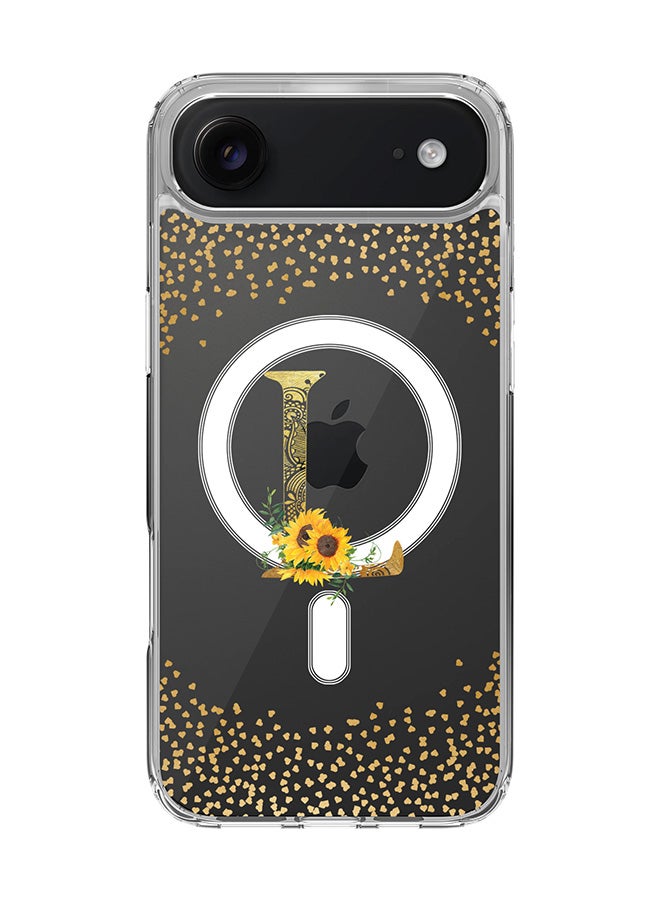 Stylizedd Classic Clear MagSafe Case for iPhone 17 Air , Hybrid Soft Case Flexible Edges Anti Drop TPU PC Gel Thin Transparent Cover [ Designed for iPhone 17 Air ] - Custom Monogram Initial Letter Floral Pattern Alphabet - L  (Clear )