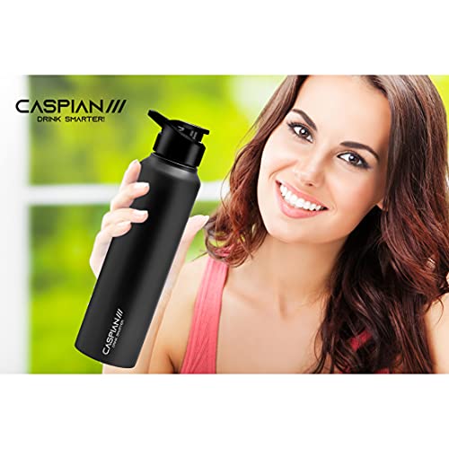 CASPIAN /// HIke ISI Certified Stainless Steel Water Bottle 1 ltr. (Black, 1 Litre) | Leak Proof Sipper for Fridge Home Office Travel School Kids Boys Girls Adults Sports Gym Yoga Gift | BPA Free - Image 4