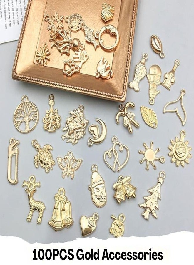 Flavizo 100 Pcs Assorted Metal Charms for Jewelry Making, Durable Gold Alloy Pendants Kit | Antique Gold Finish | 10-30mm Size | DIY Craft Supplies | Easy to Create | Gift for Crafters - Image 3