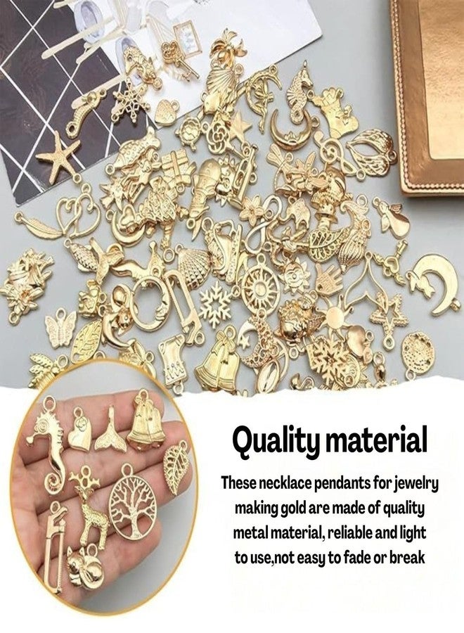 Flavizo 100 Pcs Assorted Metal Charms for Jewelry Making, Durable Gold Alloy Pendants Kit | Antique Gold Finish | 10-30mm Size | DIY Craft Supplies | Easy to Create | Gift for Crafters - Image 2
