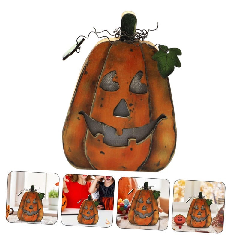 Vintage Wooden Halloween Pumpkin Light Ornament Indoor Home Decor Party Lantern - Image 4