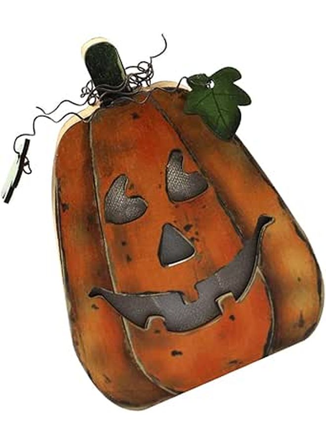 Vintage Wooden Halloween Pumpkin Light Ornament Indoor Home Decor Party Lantern - Image 1