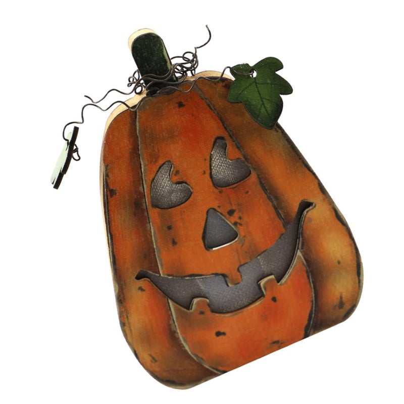 Vintage Wooden Halloween Pumpkin Light Ornament Indoor Home Decor Party Lantern - Image 2