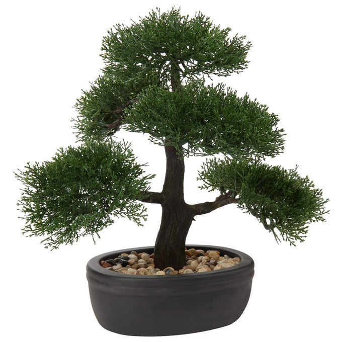 ARTIFICIAL BONSAI TREE JUNIPER FAUX PLANTS INDOOR SMALL FAKE PLANTS DECOR WITH BLACK PLASTIC POTS FOR HOME TABLE OFFICE DESK BATHROOM SHELF BEDROOM LIVING ROOM FARMHOUSE DECORATIONS