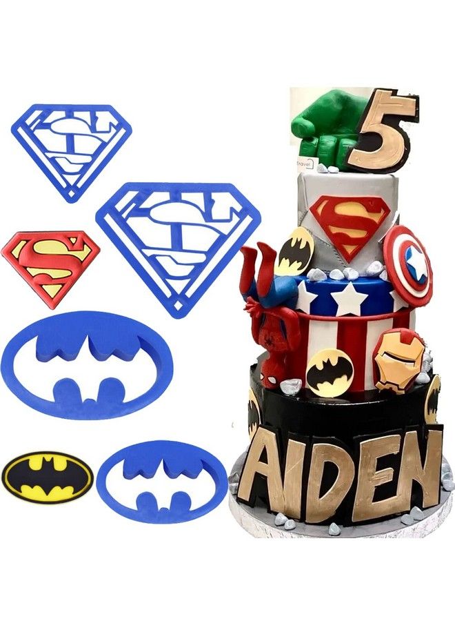 Anyana 4Pcs Set Super Hero Batman Superman Cartoon Cookie Impression Cutter Pastry Stamp Biscuit Mold Sugarcraft Cake Decoration - Image 2