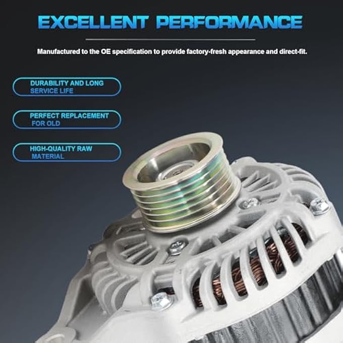 FanPaYY Alternator Compatible with Mazda 3 2014-2018 L4 2.0L 2.5L, 6 2014-2021 L4 2.5L, CX-5 2013-2019 L4 2.0L 2.5L 12V 100A 6PK 6-Groove Pulley Clockwise PE0118300 A005TL0491 20288N - Image 5