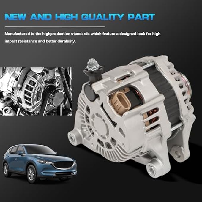 FanPaYY Alternator Compatible with Mazda 3 2014-2018 L4 2.0L 2.5L, 6 2014-2021 L4 2.5L, CX-5 2013-2019 L4 2.0L 2.5L 12V 100A 6PK 6-Groove Pulley Clockwise PE0118300 A005TL0491 20288N - Image 4