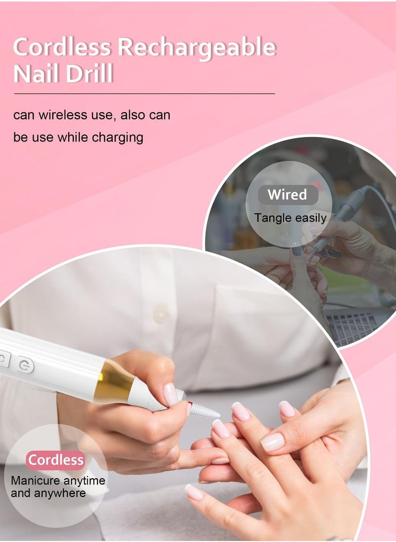 Generic - Cordless Electric Nail Drill, Professional Acrylic Nail Drill Machine For Acrylic And Gel Nails, Manicure And Pedicure Nail File For Polishing And Shaping, White - Image 1
