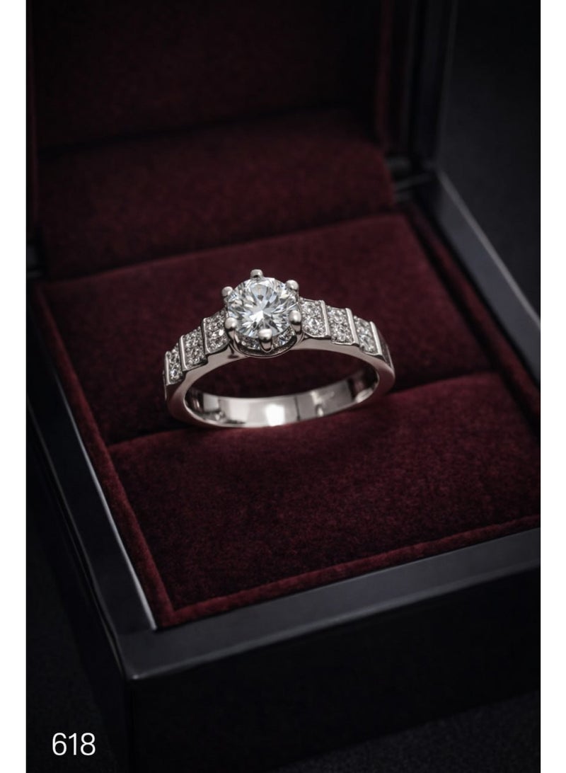 3Diamonds Solitaire Ring with Cubic Zirconia, Platinum & Rhodium Plated - Image 3