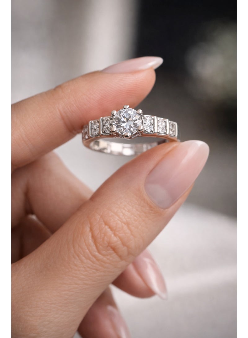 3Diamonds Solitaire Ring with Cubic Zirconia, Platinum & Rhodium Plated - Image 1