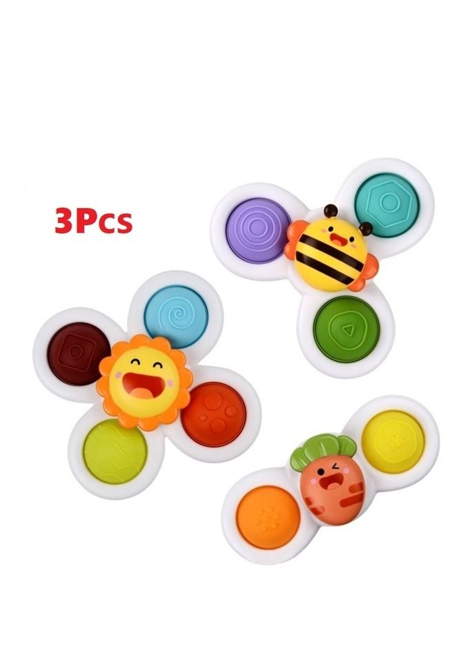 Suction Cups Spinning Top Toy For Baby Game Infant Teether Relief Stress 3 Piece  - Image 1