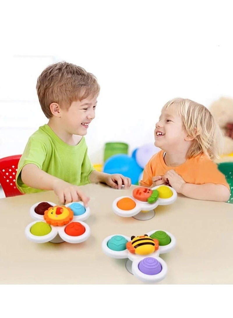 Suction Cups Spinning Top Toy For Baby Game Infant Teether Relief Stress 3 Piece  - Image 5
