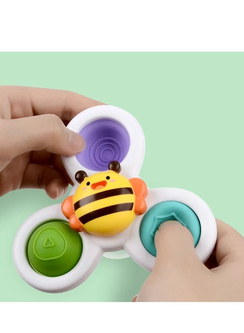 Suction Cups Spinning Top Toy For Baby Game Infant Teether Relief Stress 3 Piece  - Image 4