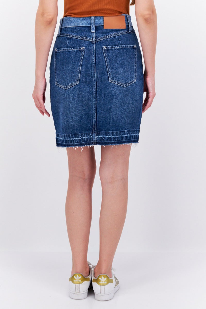 ESPRIT Women Solid Denim Mini Skirt, Wash Blue - Image 3