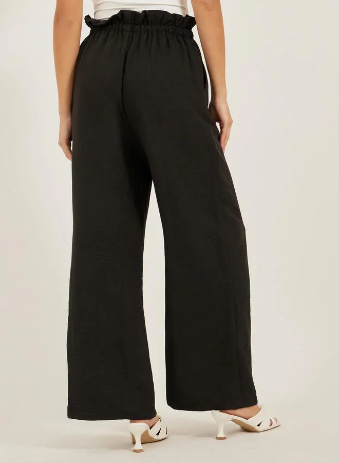 Styli Mid Rise Wide Leg Pants with Drawstring