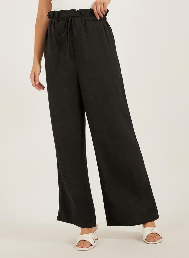 Styli Mid Rise Wide Leg Pants with Drawstring  - Image 2