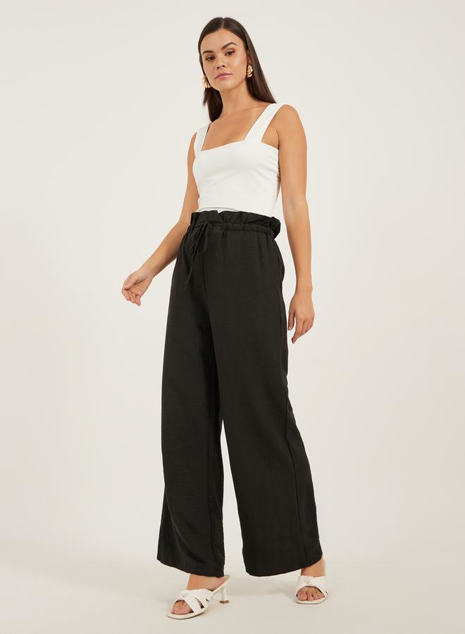 Styli Mid Rise Wide Leg Pants with Drawstring  - Image 1