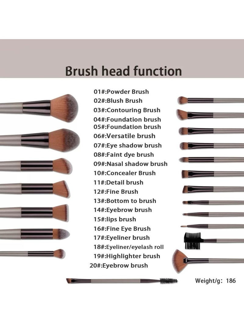 جوسكوين مجموعة فرش المكياج مكونة من 33 قطعة، مجموعة أدوات مكياج، تشمل فرش الأساس، البودرة، الكونسيلر، ظلال العيون، وفرش أحمر الخدود، بالإضافة إلى إسفنجة بودرة، بتصميم أنيق باللون البني، ومكونة من 33 قطعة. - Image 3