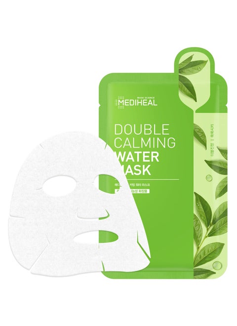 Mediheal Double Calming Water Mask, Pack of 15 - Calming Face Mask Sheet with Centella Asiatica and Artemisia Extract, Relieves Sensitive and Redness Skin, Silky Smooth Cellulose Sheet