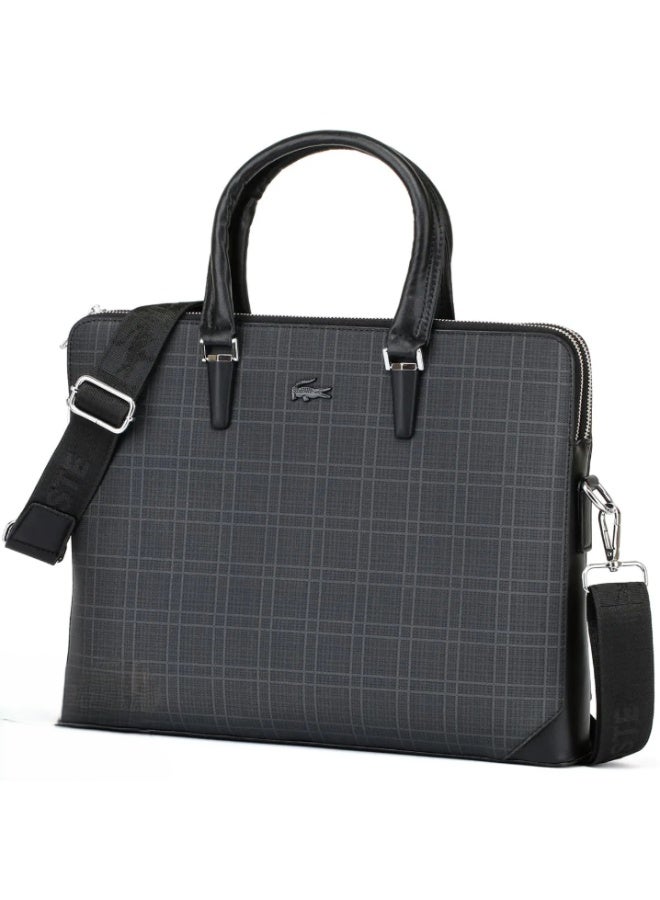 Lacoste Men’s Black Business Briefcase – Premium Laptop & Computer Bag, Professional Office Work Bag with Multiple Compartments, Durable Travel & Everyday Business Bag