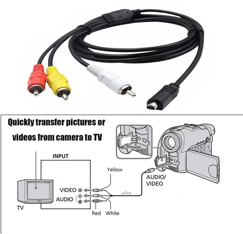 Tobysome Replacement Sony AV Cable for Handycam, VMC-15FS VMC-30FS 10Pin Audio Video Cable Cord Wire for Sony Handycam Camcorder Camera DCR-SR90/ DPP-EX50/ HDR-CX7/ HDR-FX7 and More Models (1.2m) - Image 2