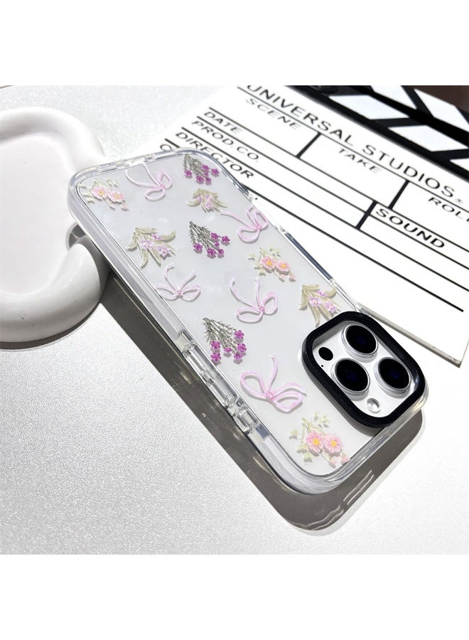 NIBEMINENT Girls Bows And Flowers Protective TPU Case Cover For iPhone 16 Pro Max Clear - Image 1