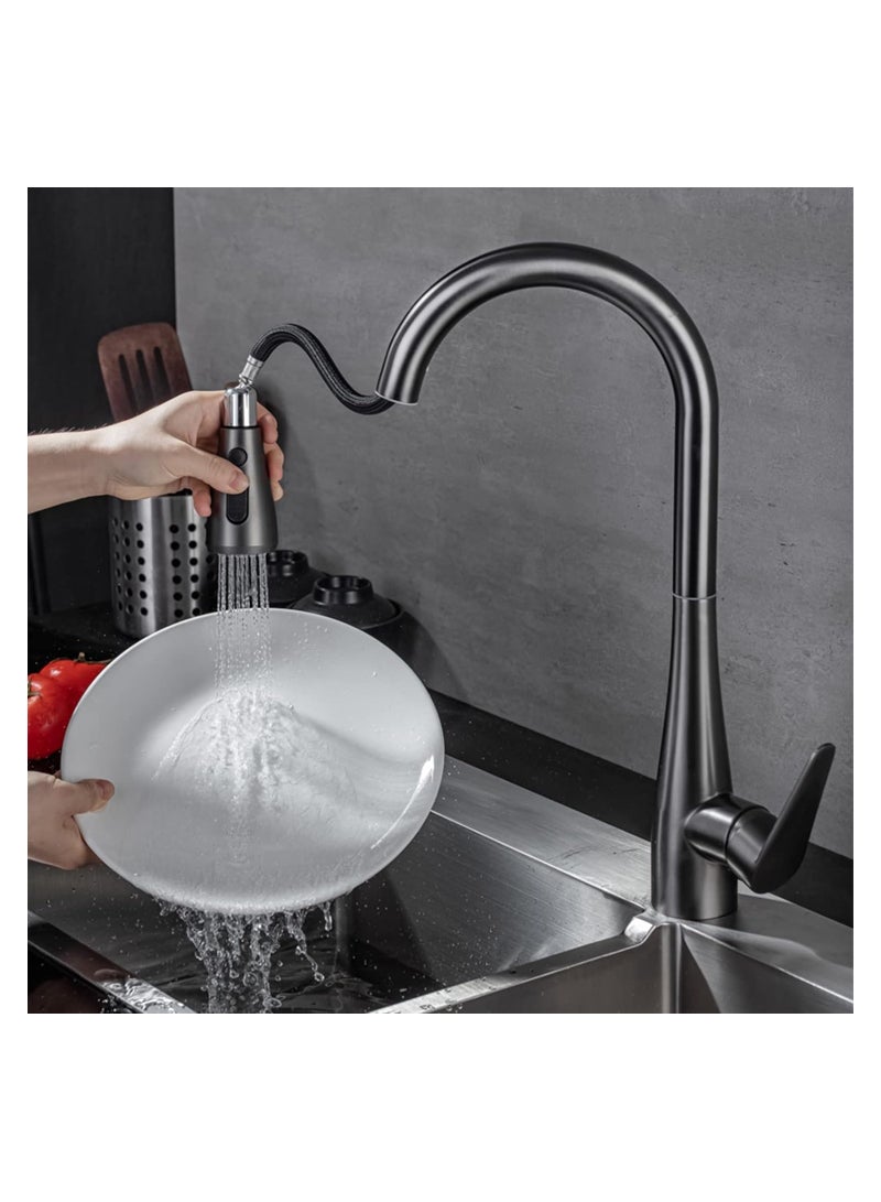Kitchen Faucet Kitchen Sink Tap with Pull Down Spray Single-Handle High Arc Kitchen Tap Faucet 360 Degree Swivel High Arc Stainless Steel Modern Faucet Mixer with 3 Spray Mode Kitchen Faucet for Sink - Image 2