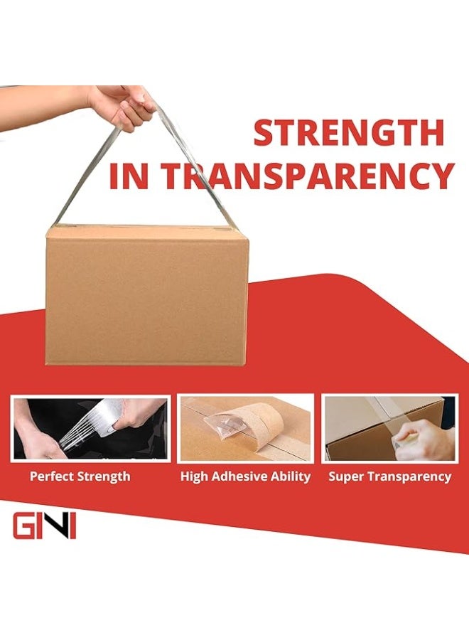 GINI Clear Packing Tape | 48mm x 50 yards Strong Heavy Duty Packaging Tape for Sealing Parcel Boxes, Moving Boxes Houses, Large Postal Bags, Office Supplies [1 Rolls] - Image 2