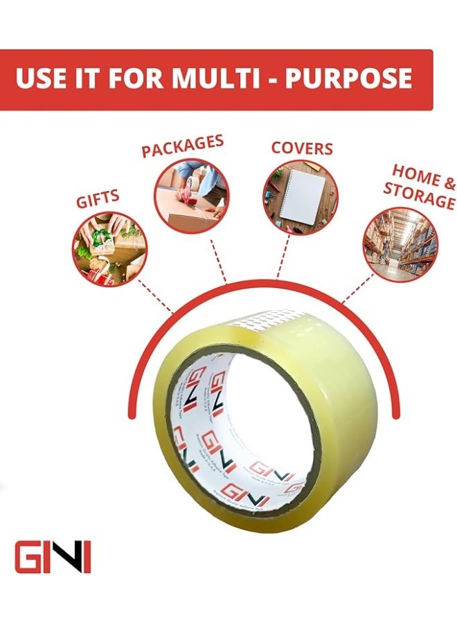 GINI Clear Packing Tape | 48mm x 50 yards Strong Heavy Duty Packaging Tape for Sealing Parcel Boxes, Moving Boxes Houses, Large Postal Bags, Office Supplies [1 Rolls] - Image 3