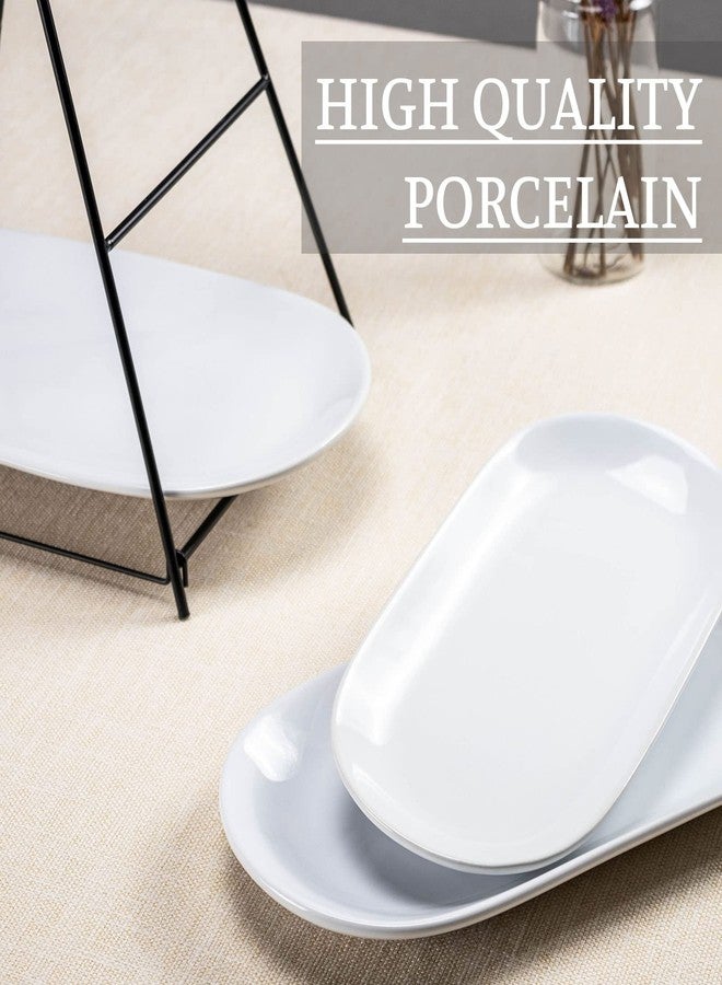 UNICASA 3 Tier Serving Tray for Parties - White Oval Porcelain Serving Platters and Trays with Collapsible Metal Stand - Tiered Dessert Stand for Cake, Snacks, Appetizers, Fruits, Chips & Dips - Image 4