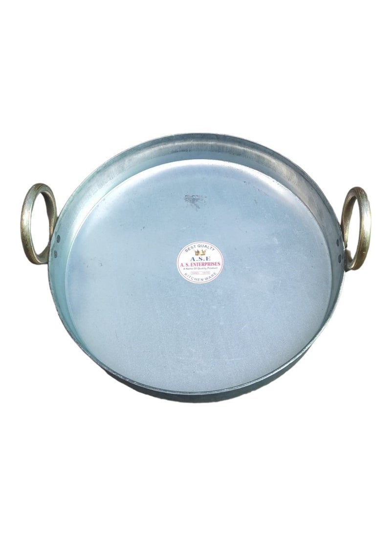 AS A S Mild Steel Flat KadhaiTaviTaiFry Pan for Making Jalebi Maal Pua Dal Tadka 9 inch 22 CM 1 Liter  - Image 1