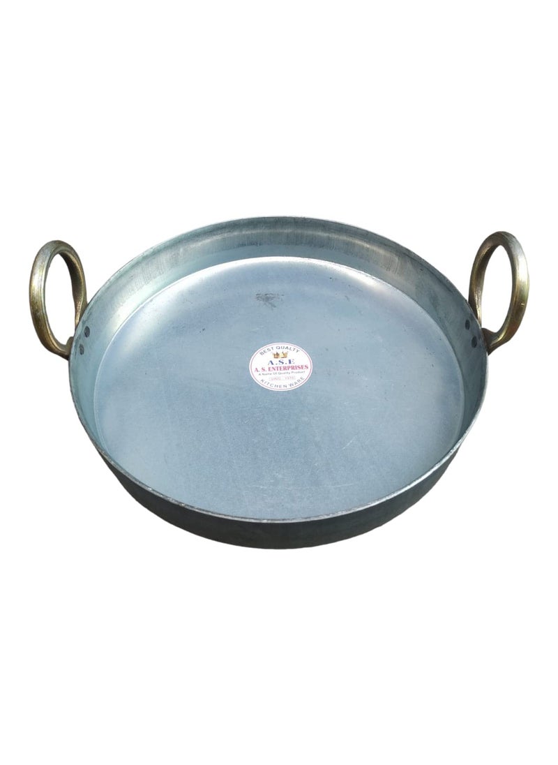 AS A S Mild Steel Flat KadhaiTaviTaiFry Pan for Making Jalebi Maal Pua Dal Tadka 9 inch 22 CM 1 Liter  - Image 4