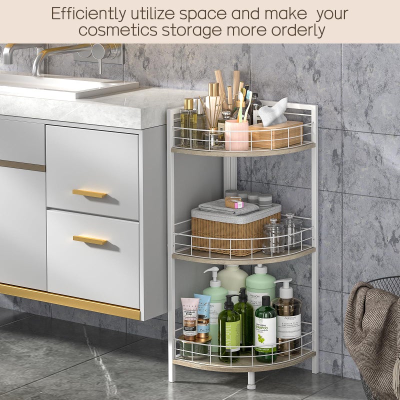 DAOUTIME Bathroom Standing Shelf, 3 Tier Free-Standing Shelf Units, Open Floor Shelves, Triangular Curved Corner Shelf Stand for Small Space, Ideal for Bathroom,Kitchen,Vanity Storage and Organizer - Image 5