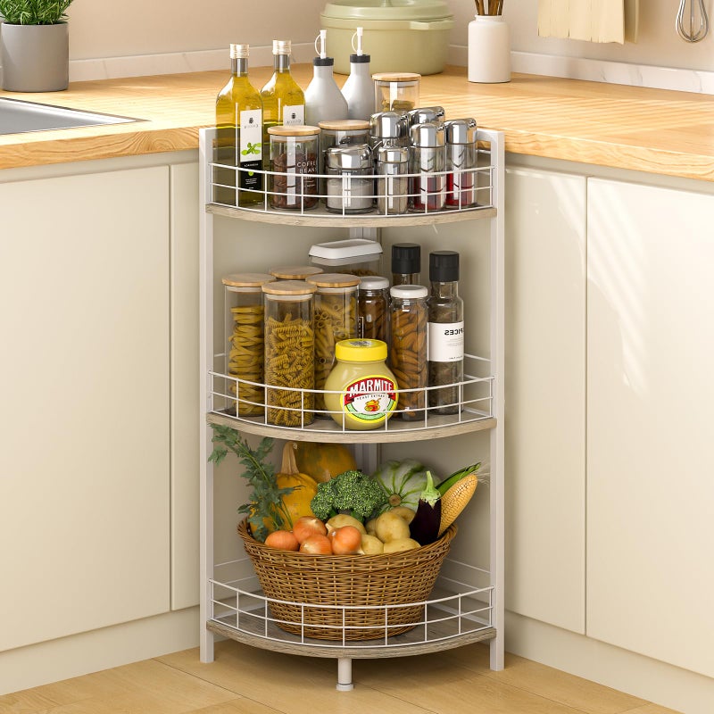 DAOUTIME Bathroom Standing Shelf, 3 Tier Free-Standing Shelf Units, Open Floor Shelves, Triangular Curved Corner Shelf Stand for Small Space, Ideal for Bathroom,Kitchen,Vanity Storage and Organizer - Image 2