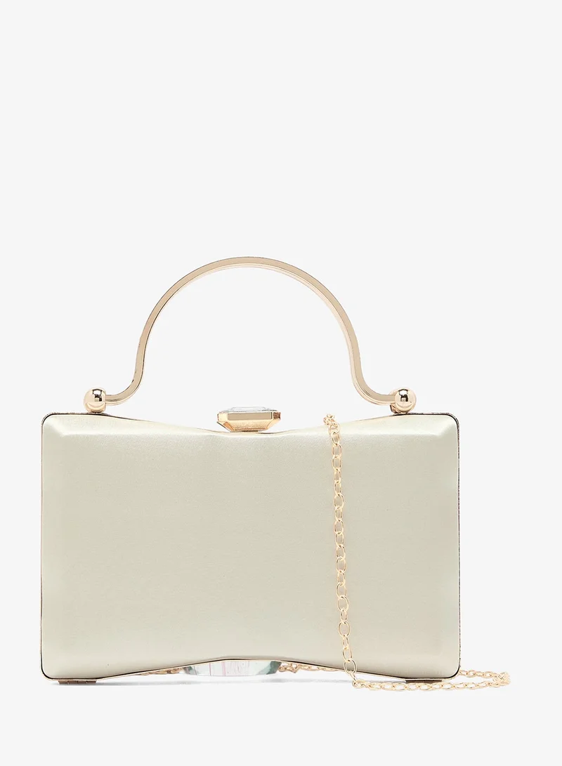 Ella Limited Edition Metallic Gold Top Handle Clutch With Gold Accent