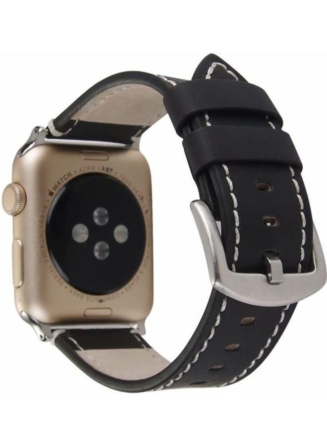 NIBEMINENT Watchband For Apple Watch Series 7 41mm/6 & Se 5 4 40mm/3 2 1 38mm Black - Image 2