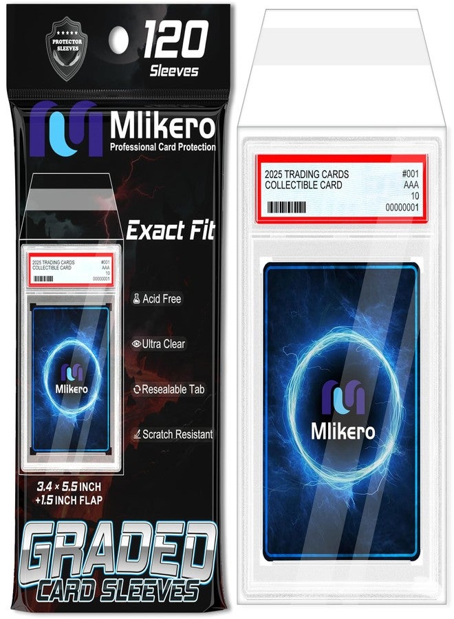 Mlikero 120 Pack Graded Card Sleeves, Precise Fit Slab Sleeves for PSA, Acid-Free Resealable Slab Protector Compatible with PSA Graded Slabs - Image 1