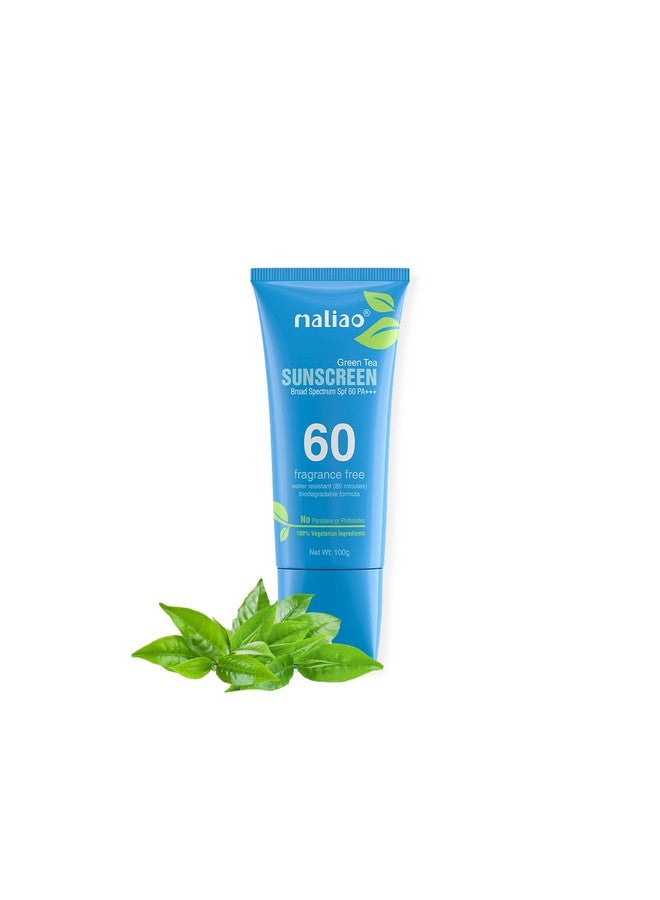 ماليو الشاي الأخضر، مقاوم للماء، خالٍ من البارابين والفثالات، واقي من الشمس واسع الطيف بعامل حماية من الشمس 60Pa+++، 100 جرام - Image 1