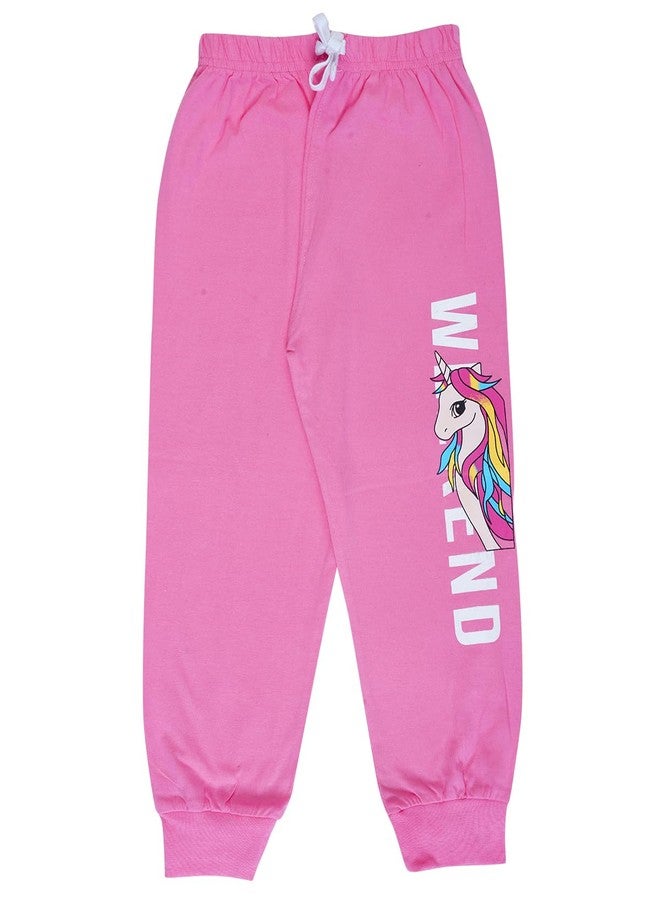 T2f Girl's Regular Fit Cotton Printed Ribbed Track Pants (Pack of 5) - Image 3