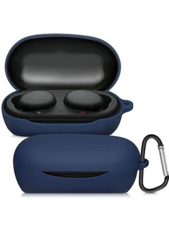 Silicone Case Compatible with Sony WF-XB700 with Keychain (Blue)