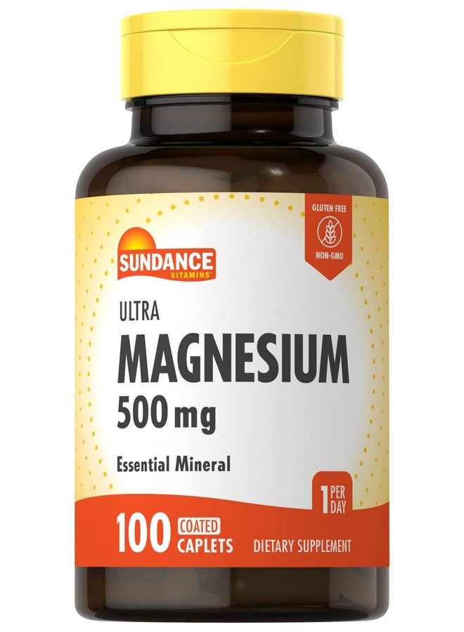 Sundance Magnesium Supplement | 500mg | Oxide | 100 Coated Caplets | Vegetarian, Non-GMO and Gluten Free - Image 1