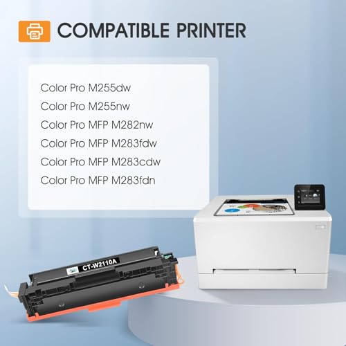 Cool Toner 206A Toner Cartridges 4 Pack M283fdw M283cdw Set Compatible for HP 206A 206X 206 Color LaserJet Pro MFP M255dw M283 M255 M255nw Printer High Yield Ink with Chip Black Cyan Yellow Magenta - Image 3