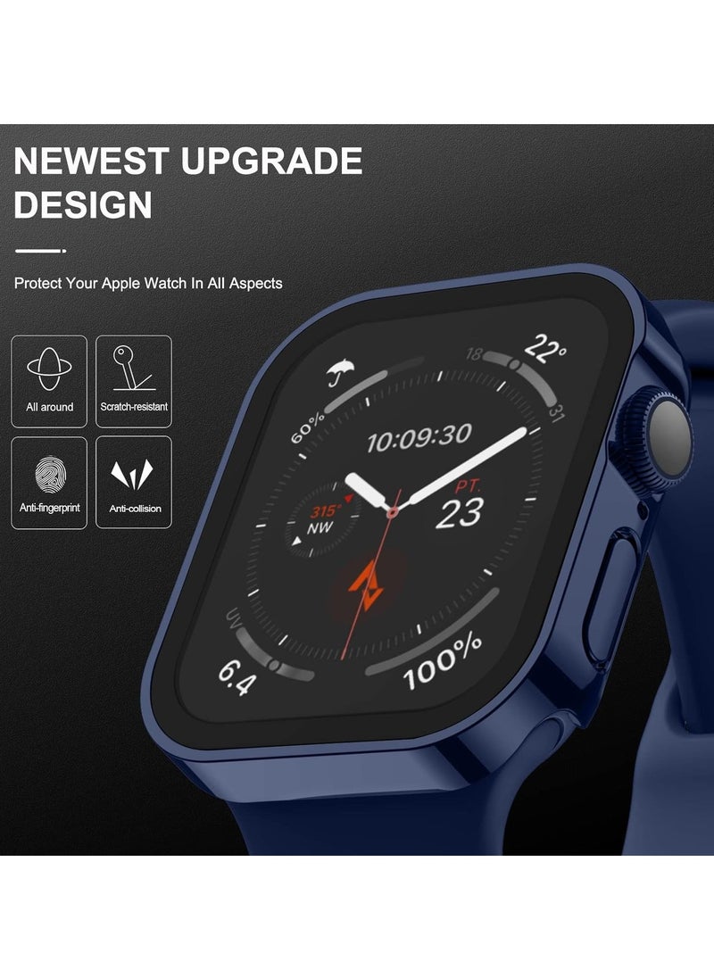 Generic - 2 Pack Compatible for Apple Watch Series 7/8/9 45mm with Tempered Glass Screen Protector, Blue/Clear Ultra-Thin Durable Waterproof Protective Cover for iWatch - Image 1
