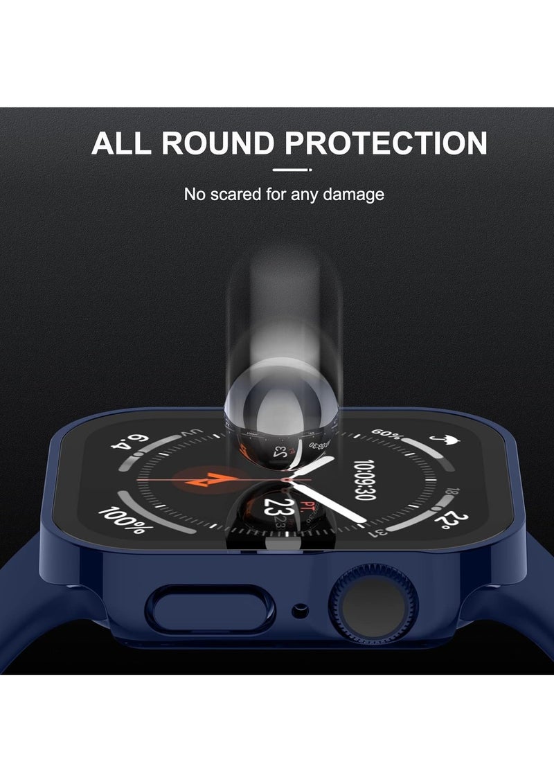 Generic - 2 Pack Compatible for Apple Watch Series 7/8/9 45mm with Tempered Glass Screen Protector, Blue/Clear Ultra-Thin Durable Waterproof Protective Cover for iWatch - Image 1