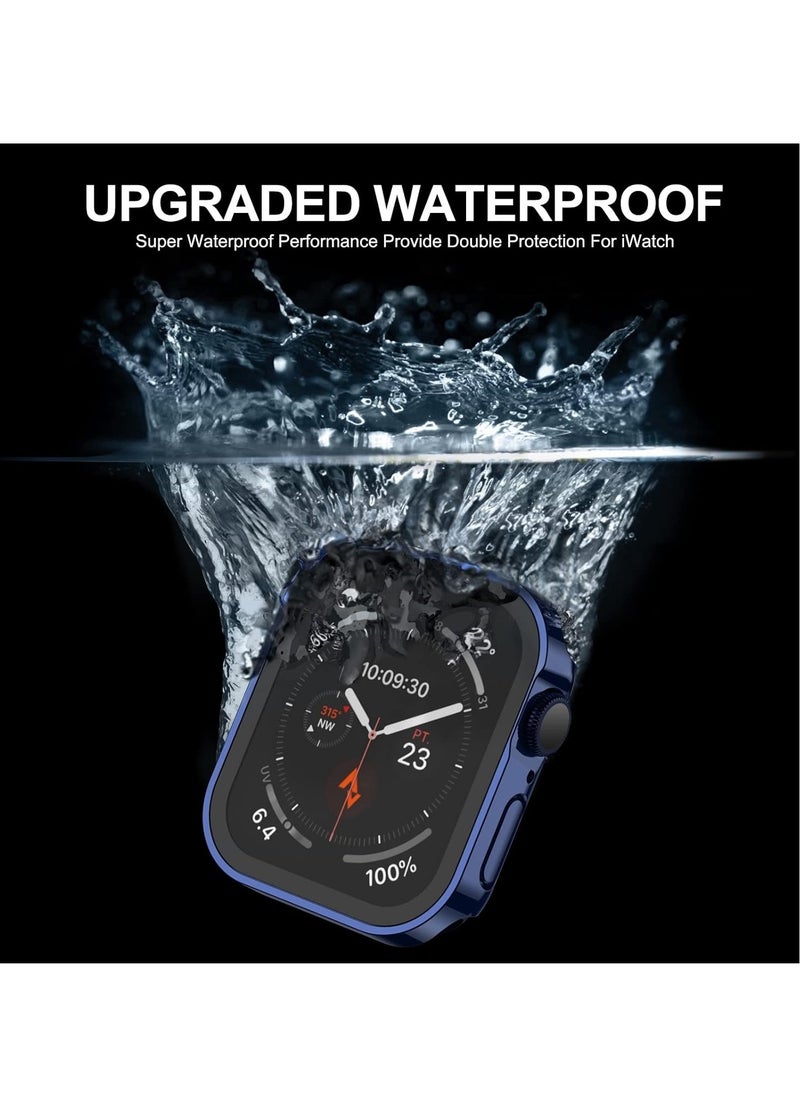 Generic - 2 Pack Compatible for Apple Watch Series 7/8/9 45mm with Tempered Glass Screen Protector, Blue/Clear Ultra-Thin Durable Waterproof Protective Cover for iWatch - Image 1